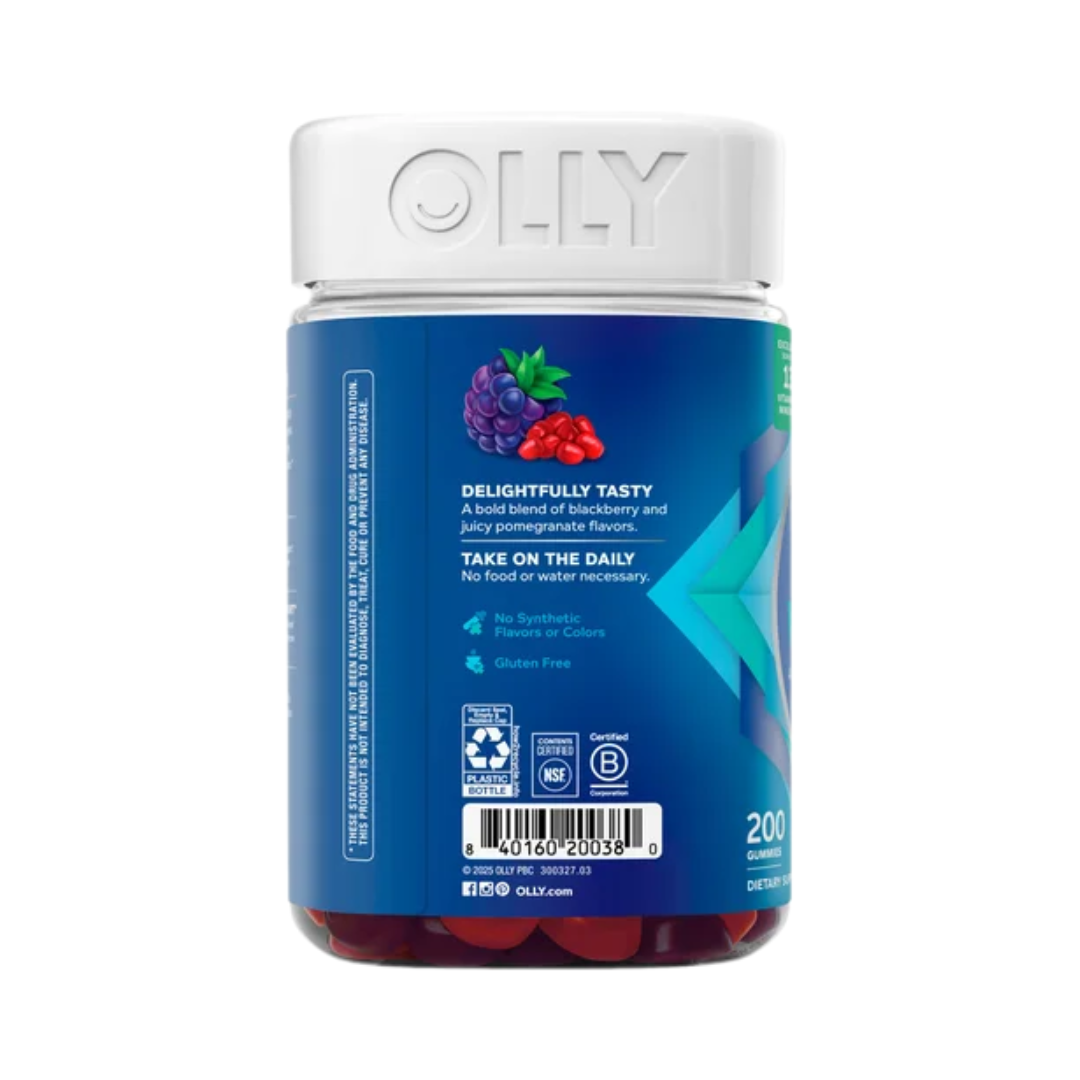 OLLY Men's Multivitamin Berry Bold Flavor, 200 Gummies
