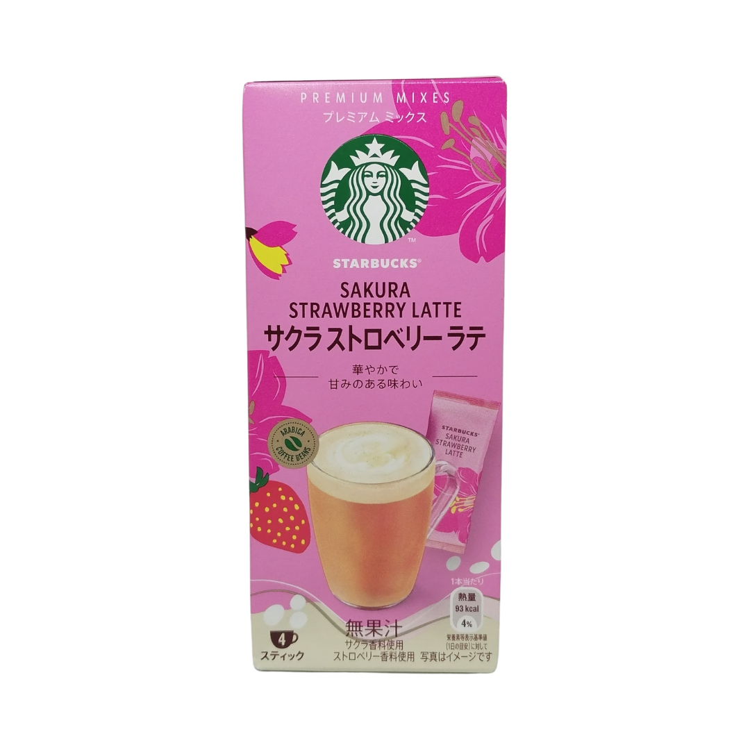 Starbucks Premium Coffee Mix Sakura Strawberry Latte, Pack of 4