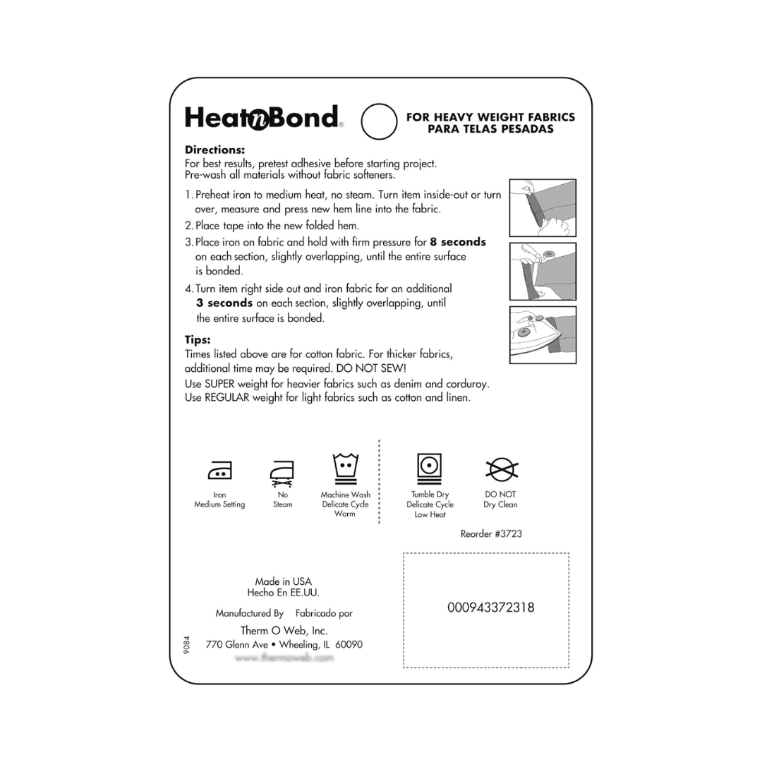 HeatnBond Hem Adhesive No-Sew 3/8inch x 10yd (White)