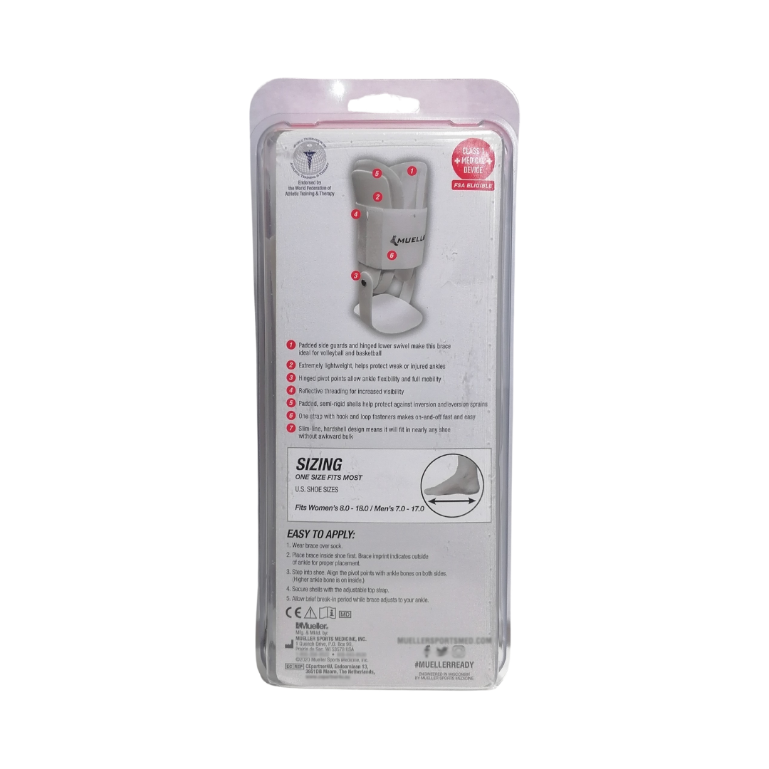 Mueller Sportcare One Size Lite Ankle Brace, WHITE (PACKAGING MAY VARY)