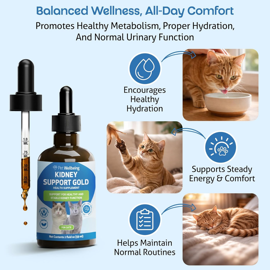Pet Wellbeing Kidney Support Gold for Cats, 2 oz / 59 ml