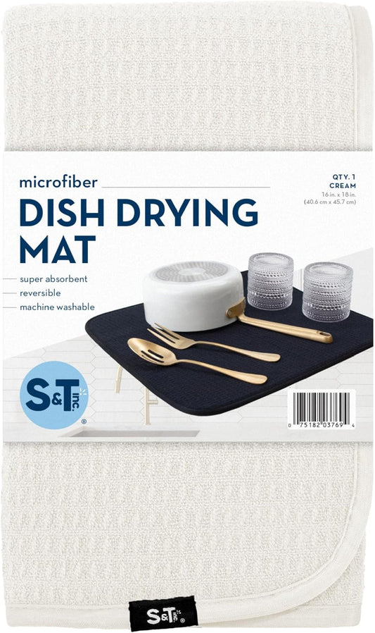 S&T INC. Microfiber Dish Drying Mat, 16 X 18 Inches - Cream