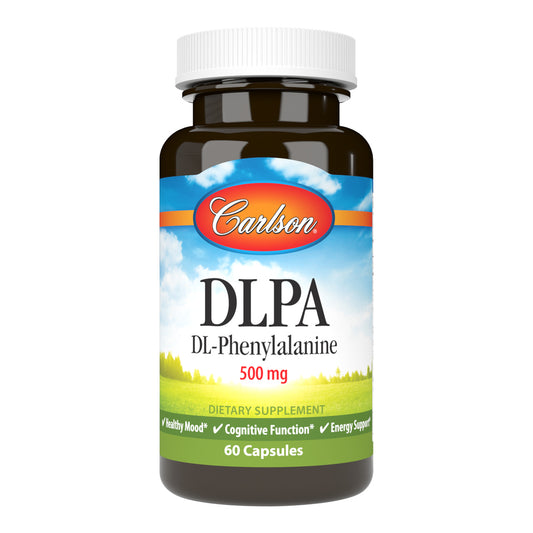 Carlson DLPA (DL-Phenylalanine) 500mg 60 Capsules Energy Support, Cognitive Function & Healthy Mood