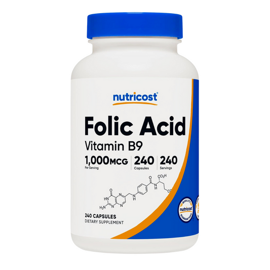 Nutricost Folic Acid Vitamin B9 1000mcg Supplement 240 Capsules