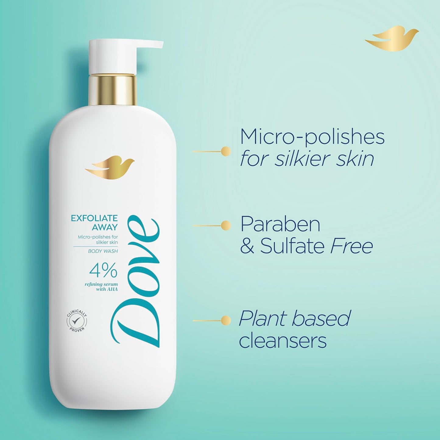 Dove Exfoliate Away 4% Refining Serum with AHA Body Wash, 547 ml / 18.5 fl oz
