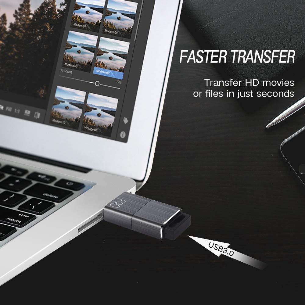 128GB USB 3.0 Flash Drive, High Speed Thumb Drive Retractable USB Memory Stick