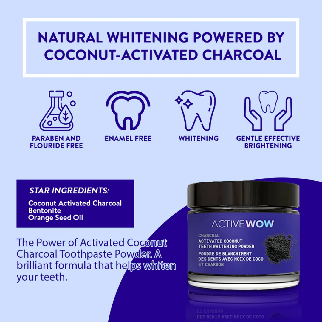 Active Wow Natural Teeth Whitening Charcoal Powder (20g)