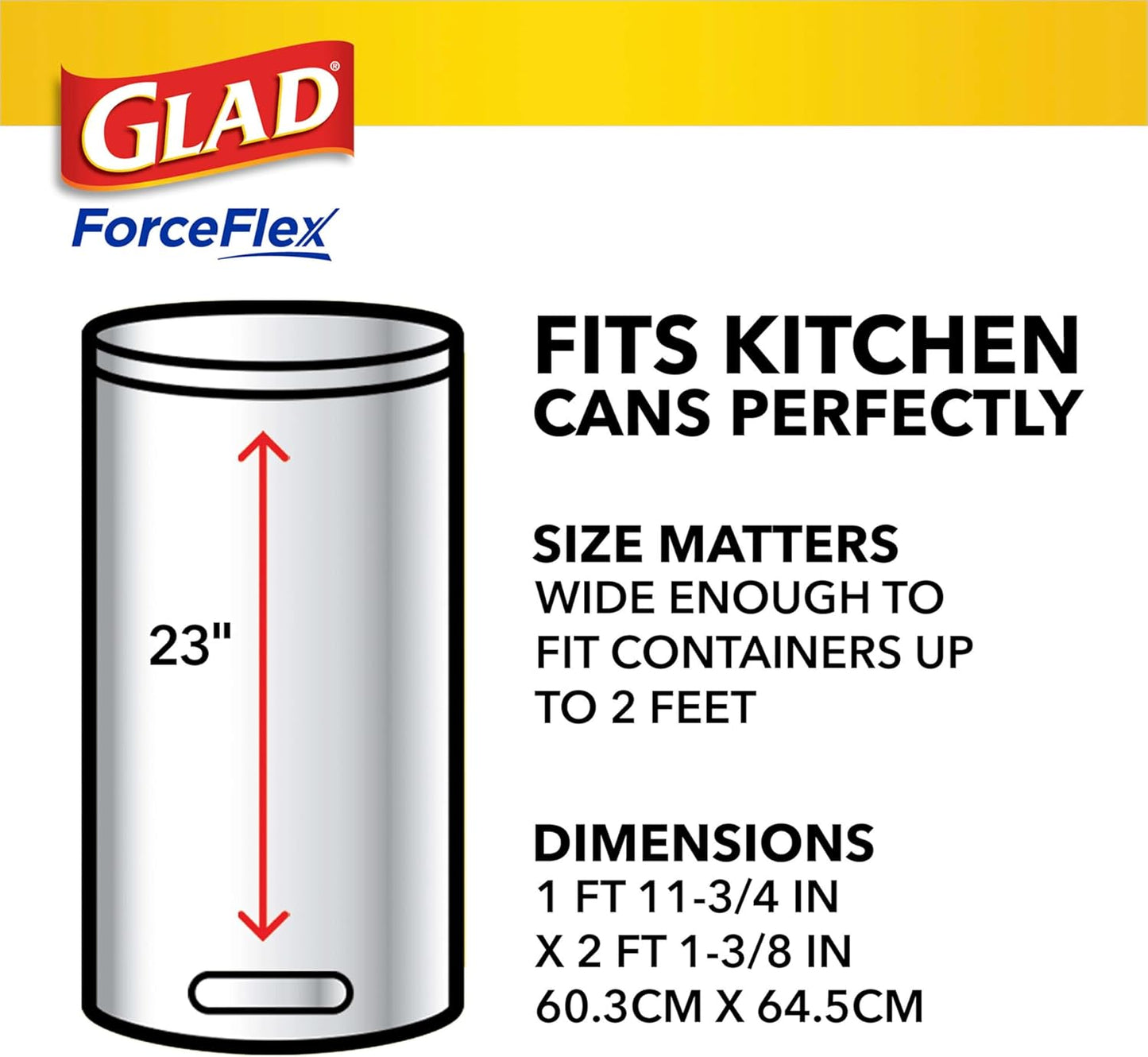 Glad ForceFlex Tall Kitchen Trash Bags 13 Gallon Fragrance Free, 110 Bags
