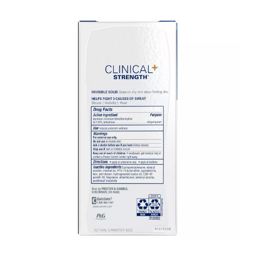 Secret Clinical Strength, 48 HR Invisible Solid, Powder Protection, 2.6 oz. / 73g