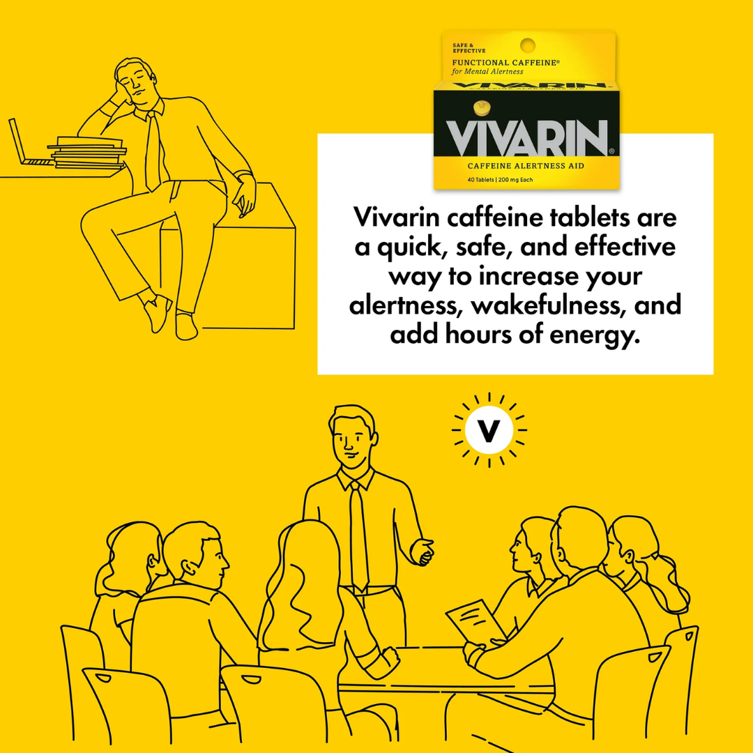 Vivarin Caffeine Alertness Aid 200 mg, 40 Tablets