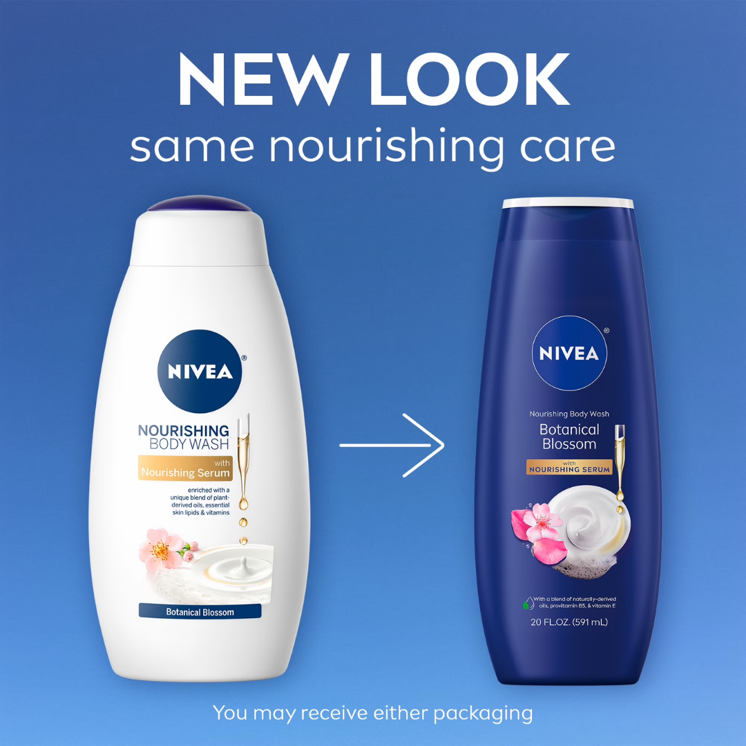 NIVEA Nourishing Body Wash with Nourishing Serum Botanical Blossom, 591 ml / 20 oz