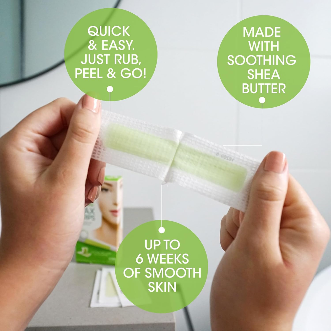 Nad's Facial Wax Strips, 20 Strips + 2 Calming Oil Wipes
