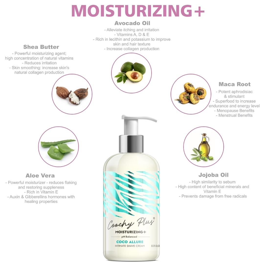 IntiMD Coochy Plus Moisturizing+ Coco Allure Intimate Shave Cream, 8.5 oz / 250 ml