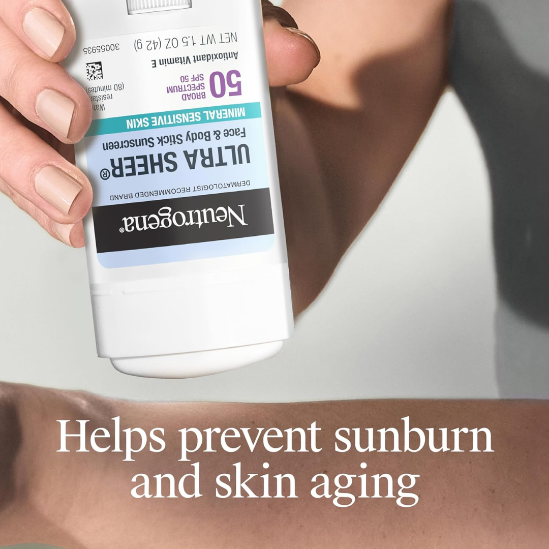 Neutrogena Ultra Sheer Face & Body Stick Mineral Sunscreen SPF 50, 1.5 oz / 42 g