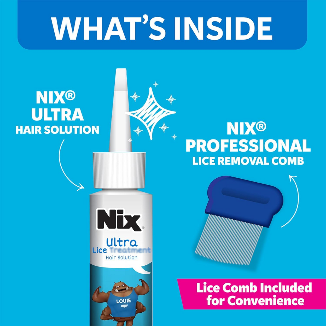 Nix Ultra Lice Hair Care Solution & Comb, 3.4 oz / 100 ml