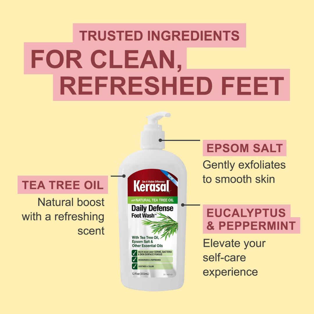 Kerasal plus Natural Tea Tree Oil Daily Defense Foot Wash, 12 oz / 355 ml