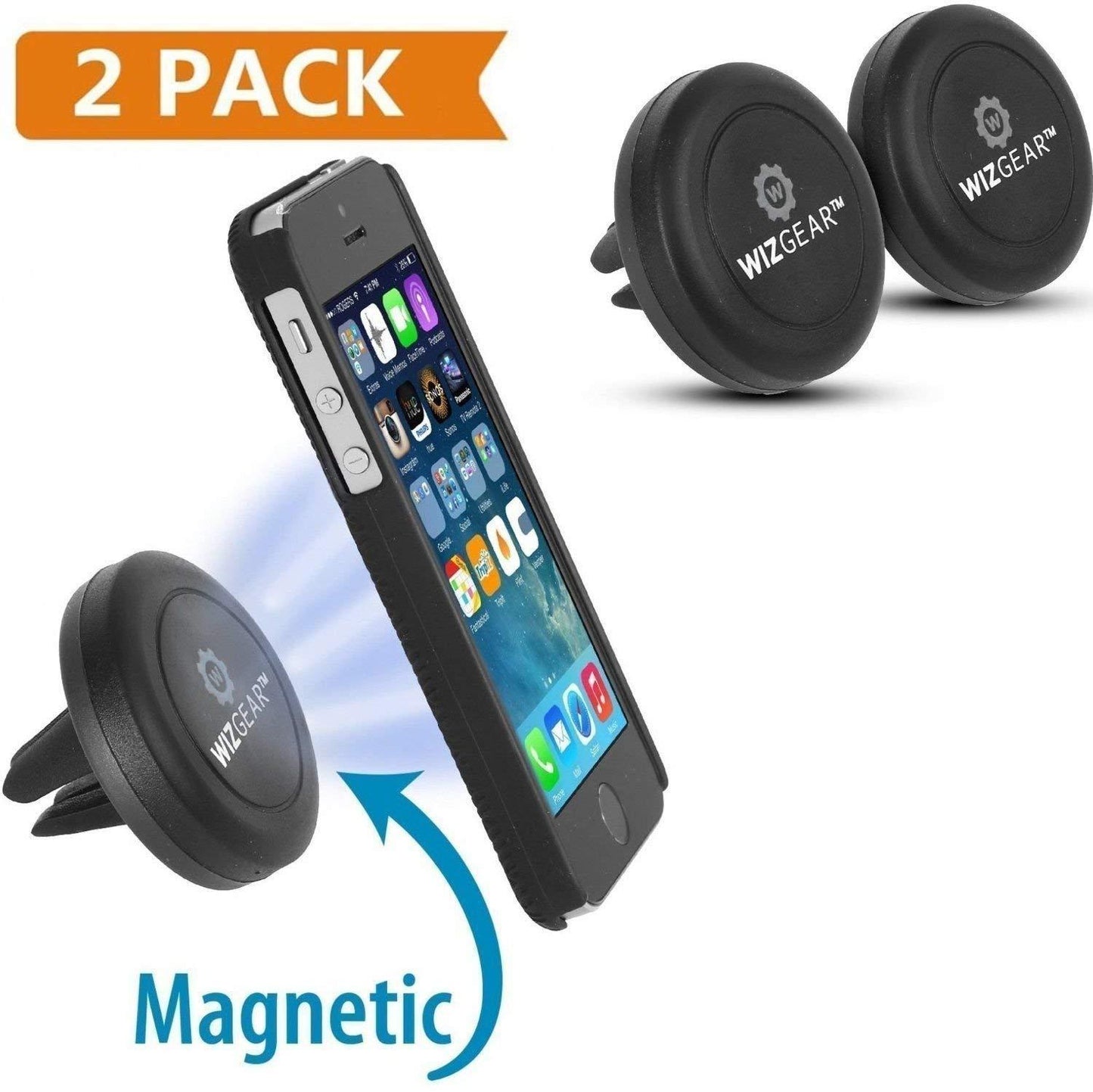 WizGear Magnetic Cart Mount in Any Vent, Universal (2 Pack with 4 Plates)