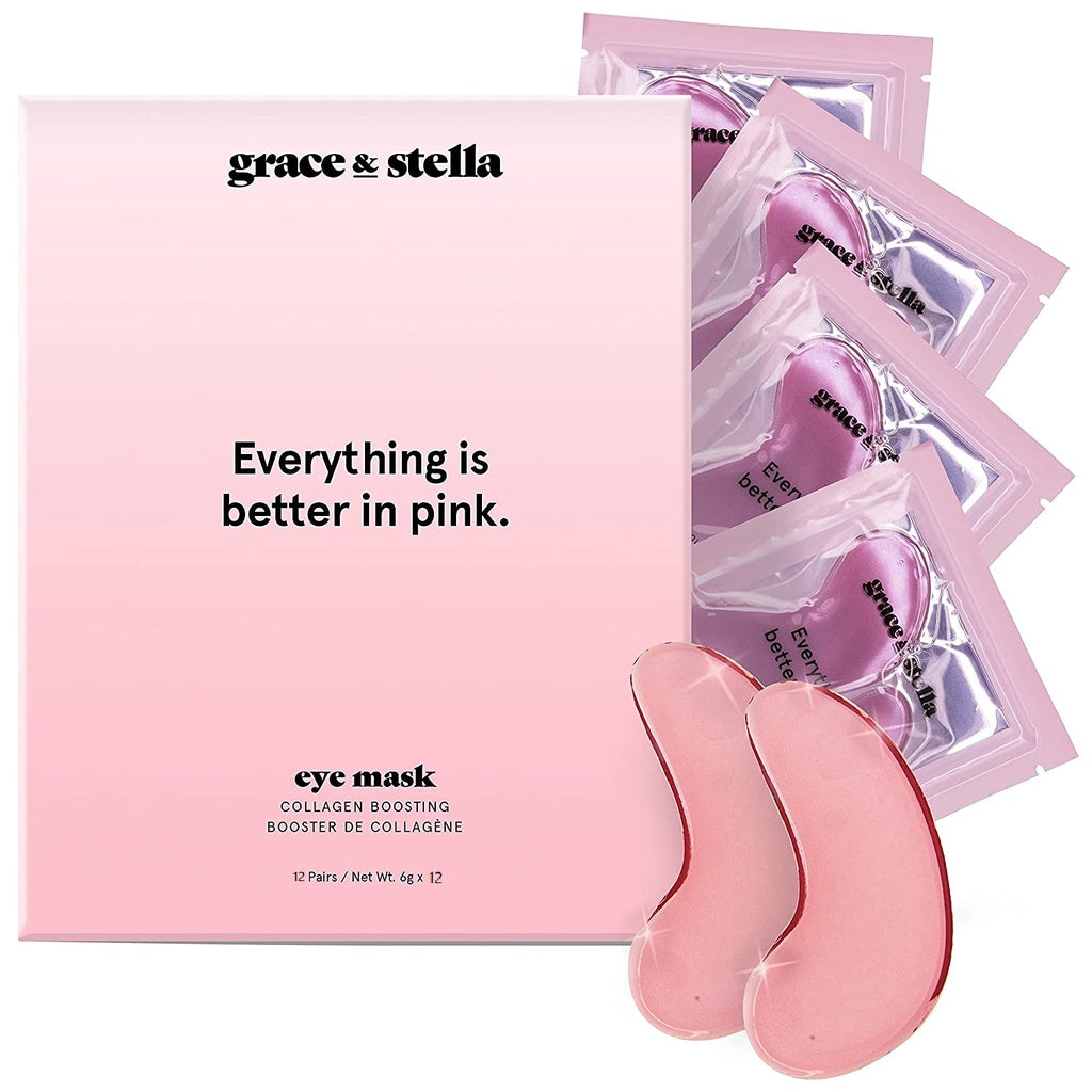 Grace & Stella, Everything is Better in Pink ,Eye Mask Collagen Boosting, 12 Pairs Net Wt. 6 grams