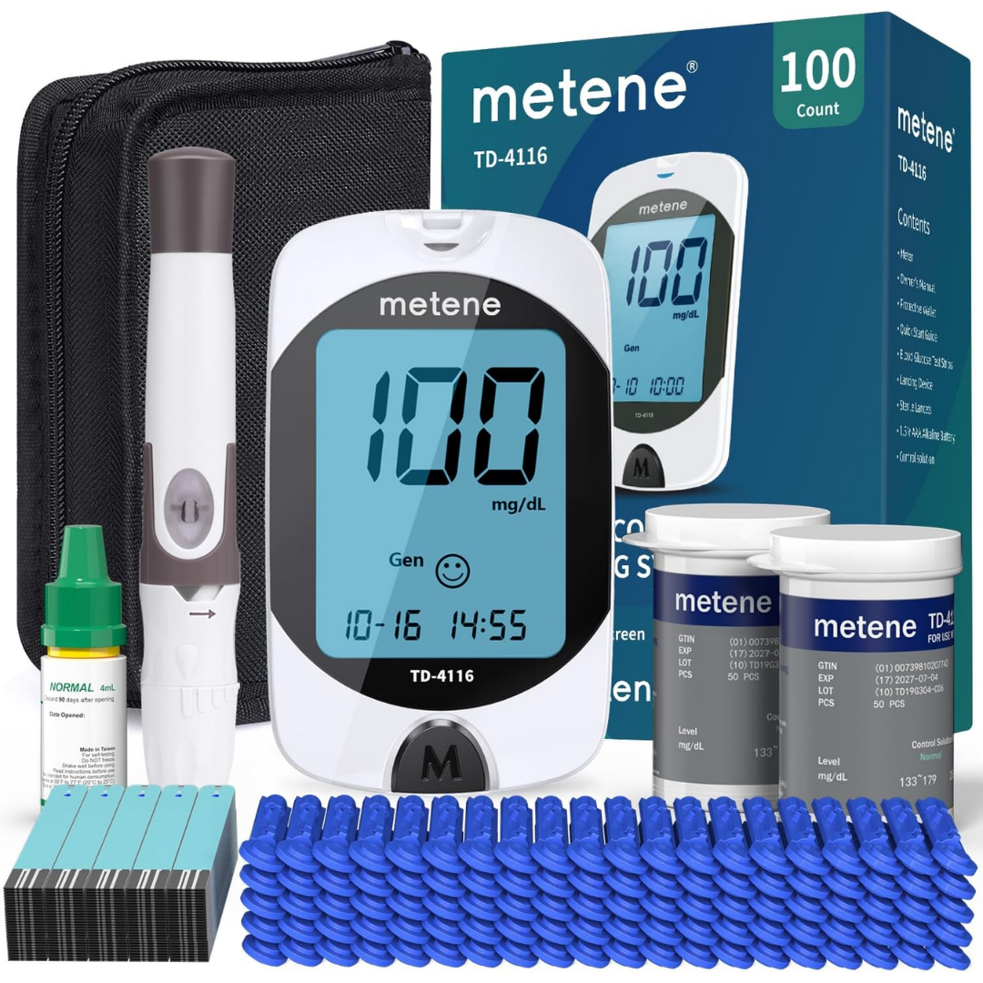 Metene Blood Glucose Monitoring System (Blood Glucose Monitor, 50pcs Lancets, Lancing Device Kit)