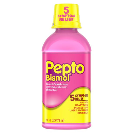 Pepto Bismol 5 Symptom Stomach Relief Liquid, Original, 12 fl.oz. / 354 ml