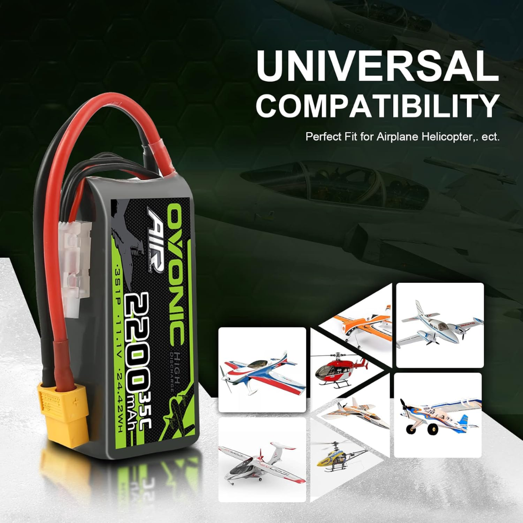 Ovonic 3s Lipo Battery 35C 2200mAh 11.1V Lipo Battery with XT60 Plug, 1 Count