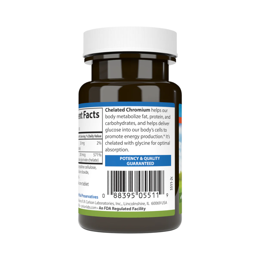 Carlson Chelated Chromium 200 mcg, 100 Tablets