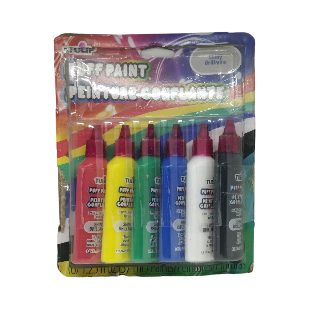Tulip Dimensional Fabric Paint Puff 6 Pack, 1.25 oz / 37 ml ea (NOT CARDED)
