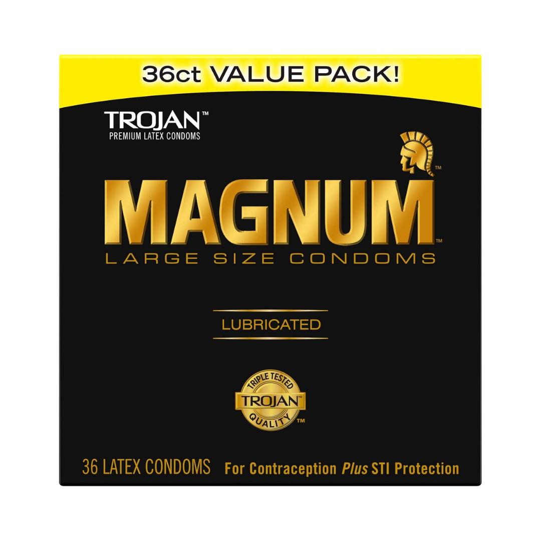 Trojan Magnum Large Size Latex Condoms Lubricated, 36 Count