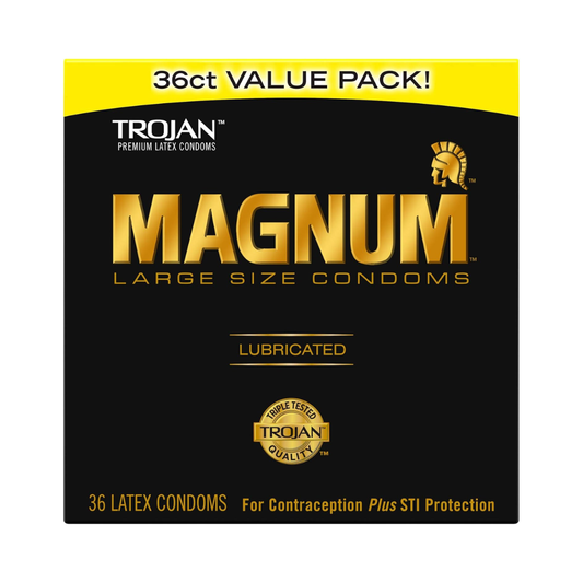 Trojan Magnum Large Size Latex Condoms Lubricated, 36 Count