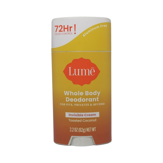 Lume Whole Body Deodorant Invisible Cream Toasted Coconut, 2.2 oz / 62 g