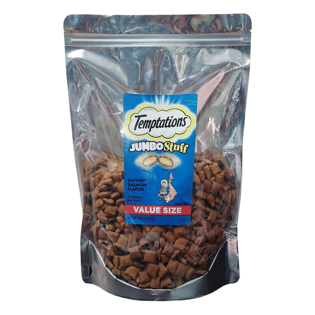 Temptations Jumbo Stuff Savory Salmon Flavor Cat Treat, 14 oz / 396 g (PACKAGING MAY VARY)