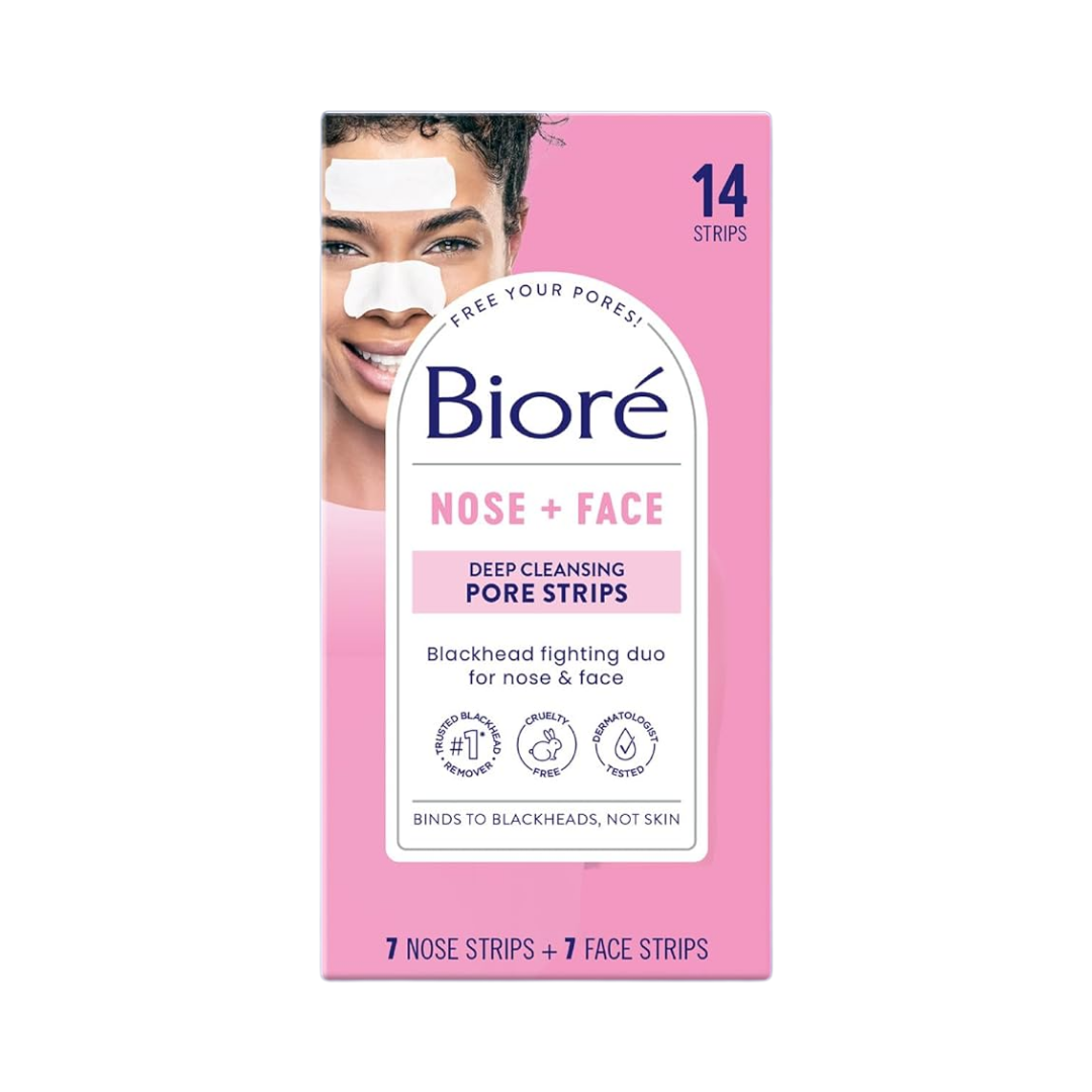 Biore Deep Cleansing Nose + Face Pore Strips, 14 Count