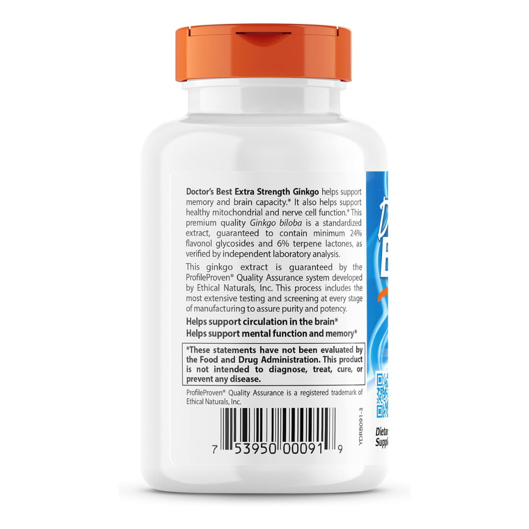 Doctor's Best Extra Strength Ginkgo Supplement 120 Veggie Caps