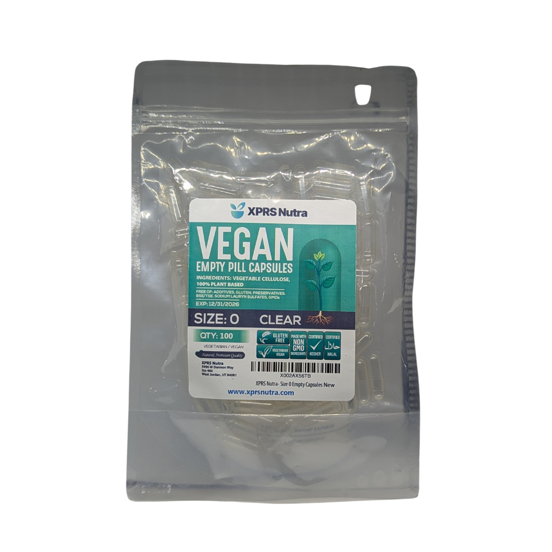 XPRS Nutra Vegan Empty Pill Capsules Size 0,  100 Pieces