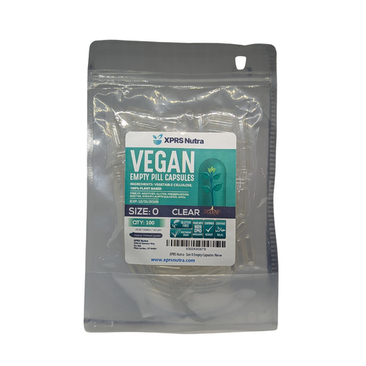XPRS Nutra Vegan Empty Pill Capsules Size 0,  100 Pieces