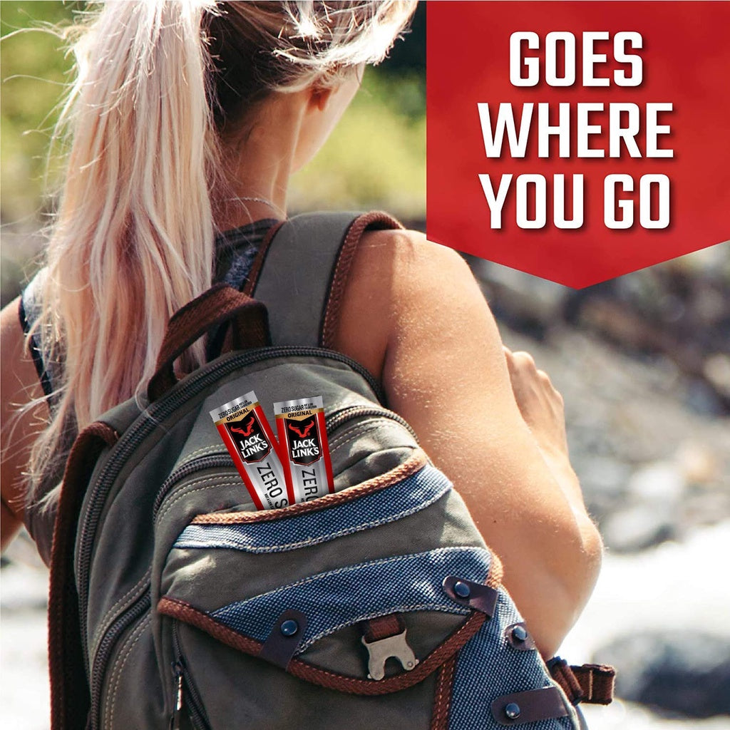 Jack Link's Beef Sticks Zero Sugar, Meat Stick with 6g of Protein Made with 100% Beef, 20 Count PACKAGING MAY VARY