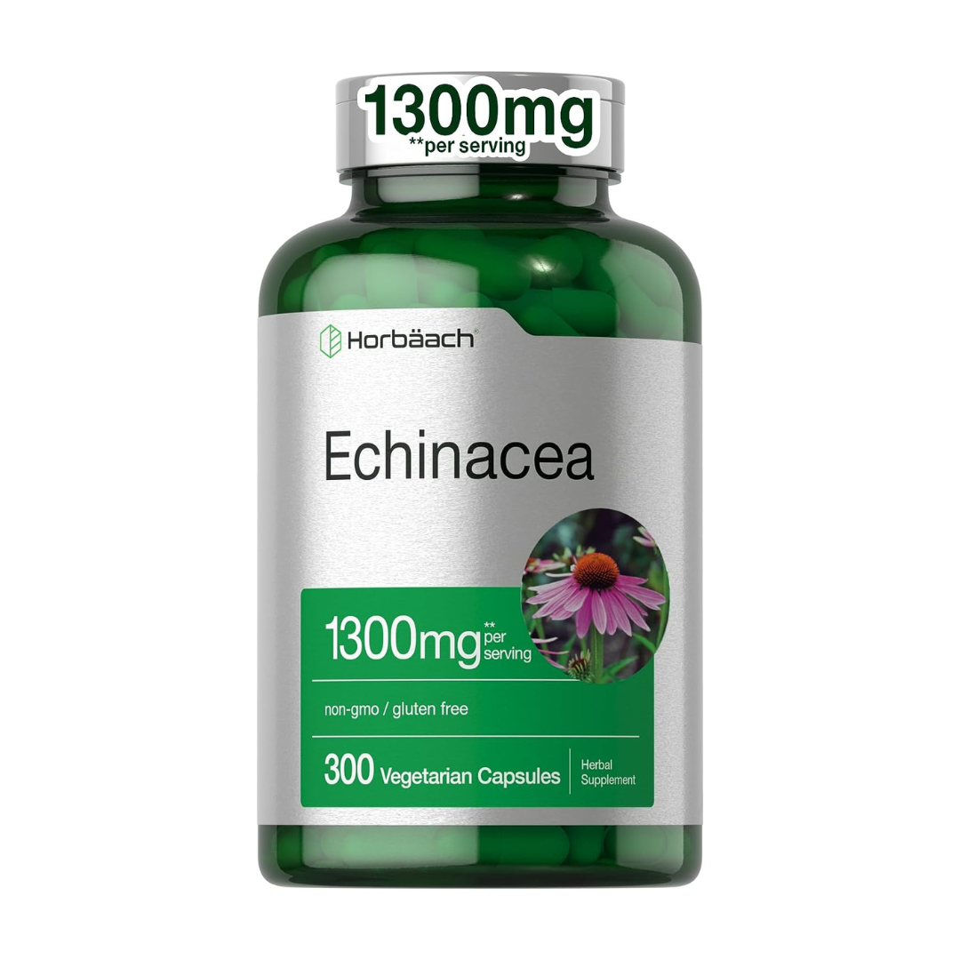 Horbaach Echinacea 1300mg Supplement 300 Vegetarian Capsules
