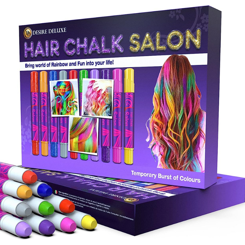 Desire Deluxe Hair Chalk Salon Girls Makeup Kit 10 Colour Pens