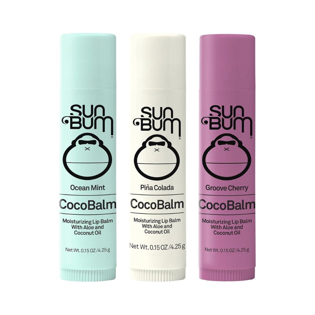 Sun Bum Coco Lip Balm 3 Pack - Ocean Mint, Pina Colada, Groove Cherry