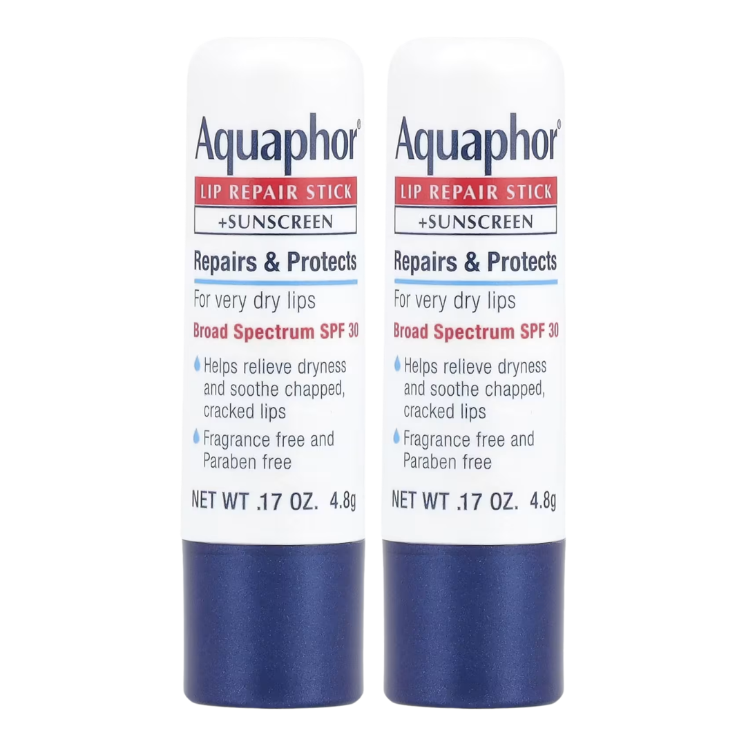 Aquaphor Lip Repair Stick + Sunscreen SPF 30, 2 Count (.17 oz / 4.8 g ea) NOT CARDED
