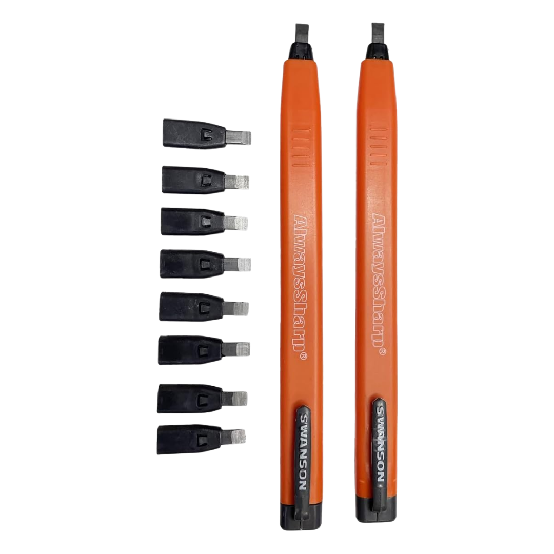 Swanson CP216 Always Sharp 2 Pcs Mechanical Carpenter Pencils Includes 8 Replacement Cartridge