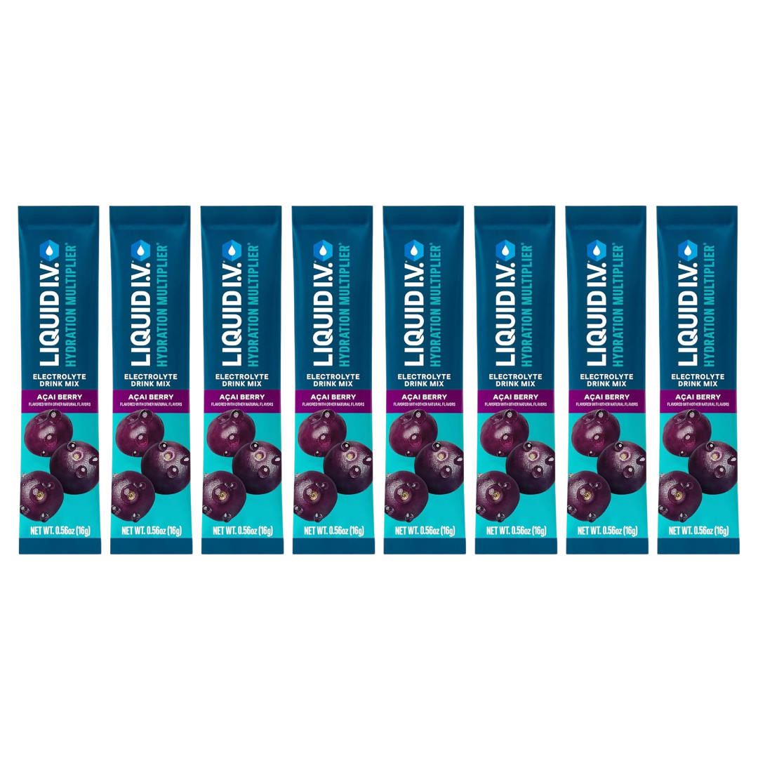 Liquid I.V Hydration Multiplier Electrolyte Drink Mix Acai Berry, 8 Sticks (NO BOX)