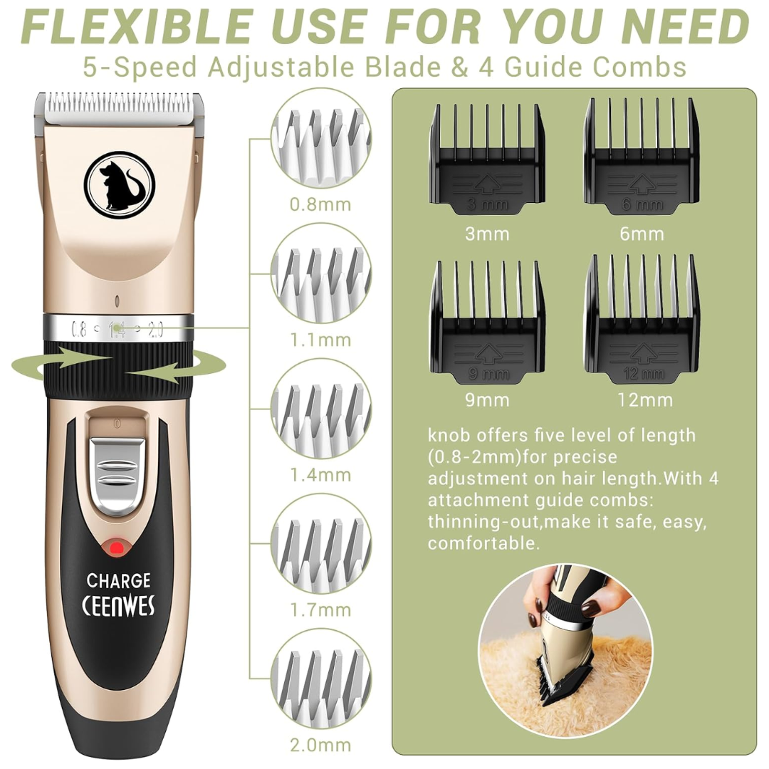 Ceenwes Professional Rechargeable Pet Hair Clipper & Nail Clipper Set