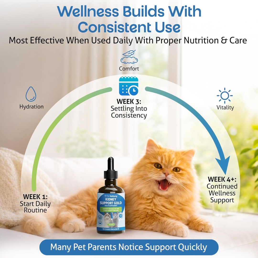Pet Wellbeing Kidney Support Gold for Cats, 2 oz / 59 ml