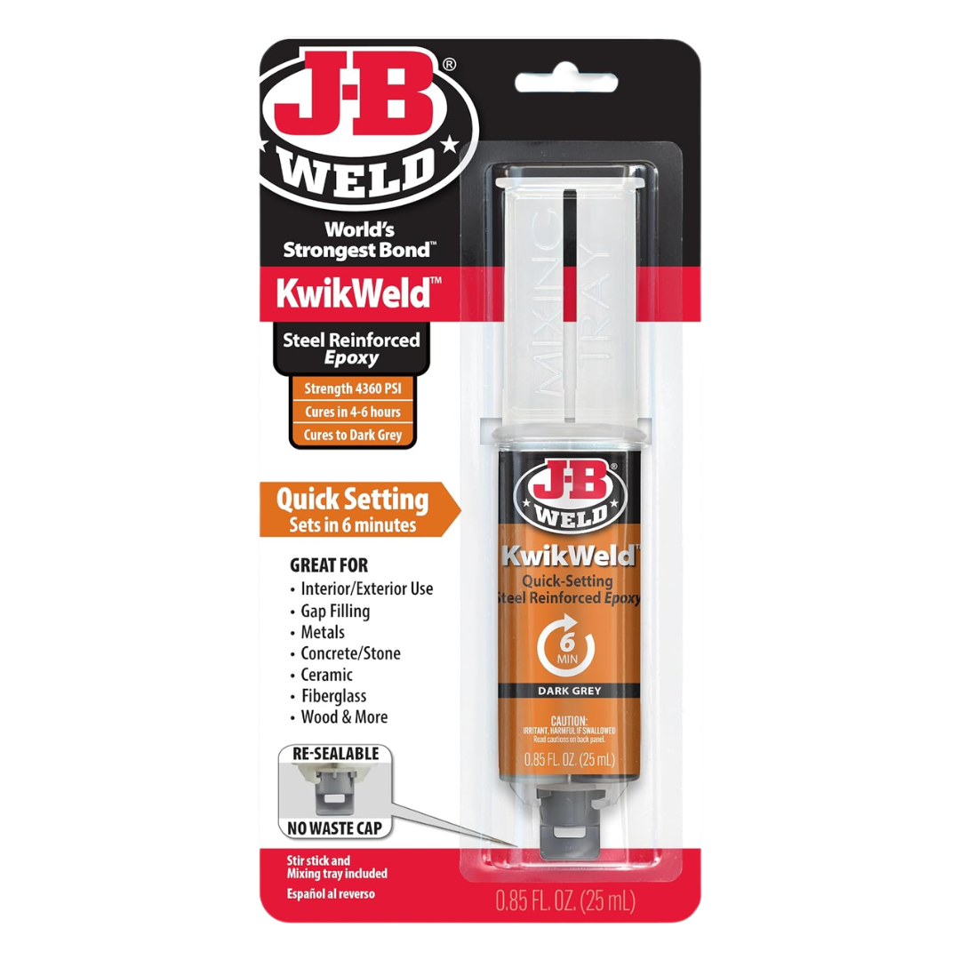 J-B Weld KwikWeld Quick-Setting Steel Reinforced Epoxy Dark Grey, 0.85 oz / 25 ml (50176)