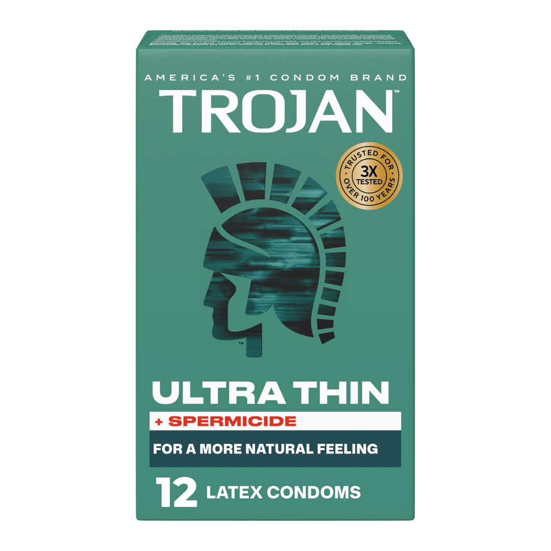 Trojan Condom Sensitivity Ultra Thin with Spermicidal Lubricant (12 Count)