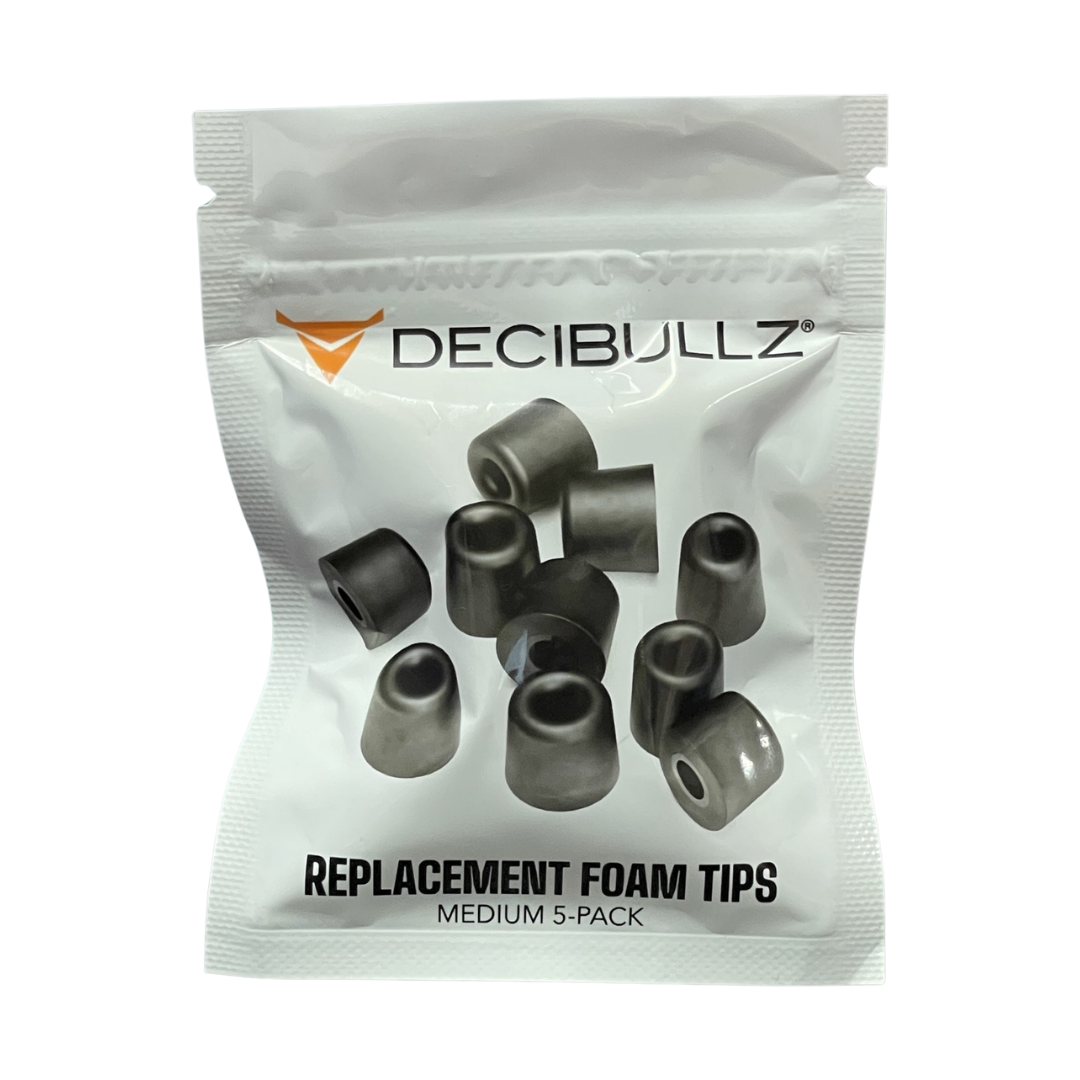 Decibullz Custom Molded Earplug Replacement Foam Tips Medium, 5 Pack