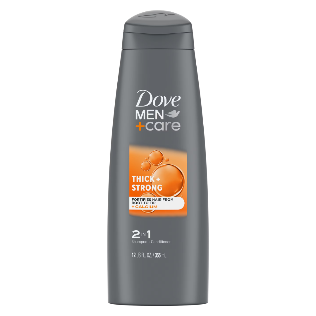 Dove Men+Care 2-In-1 Shampoo + Conditioner Thick & Strong with Caffeine & Calcium, 12 fl.oz / 355ml