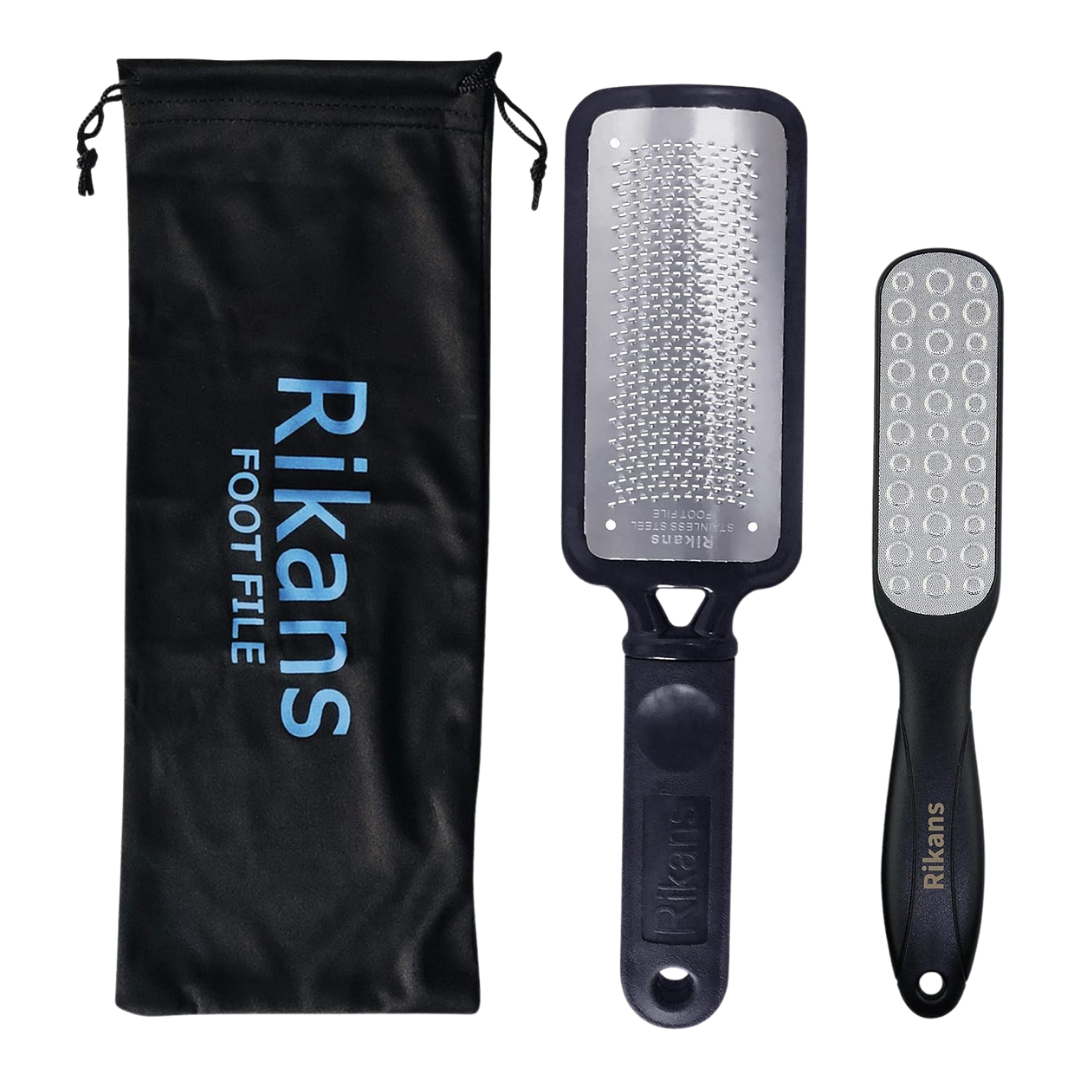 Rikans Pair Foot File with Carry Pouch, Stainless Steel