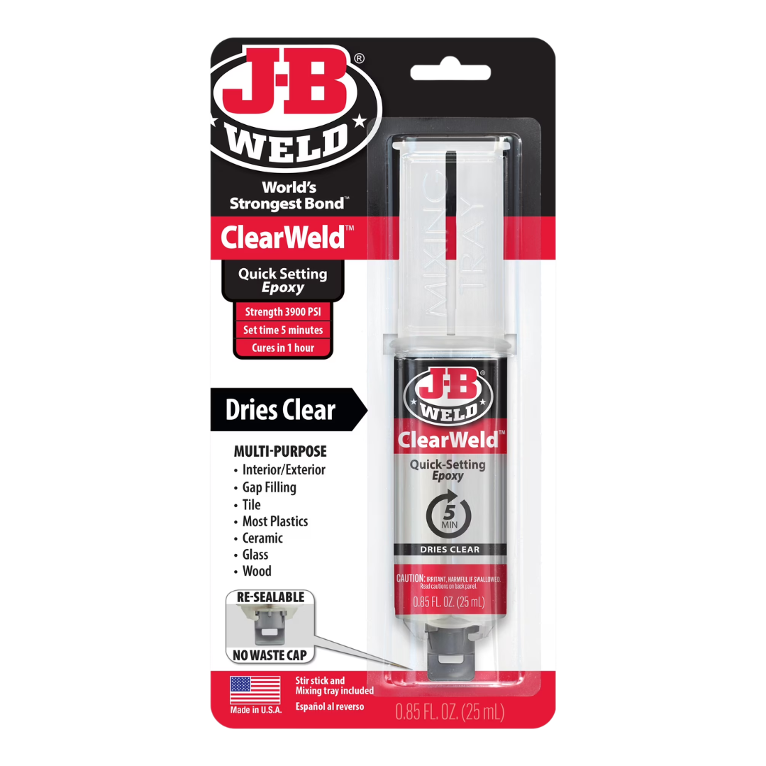 J-B Weld ClearWeld Quick-Setting Epoxy Dries Clear, 0.85 oz / 25 ml (50112)